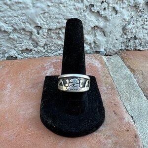 Hopi Sterling Silver Kachina Overlay Ring